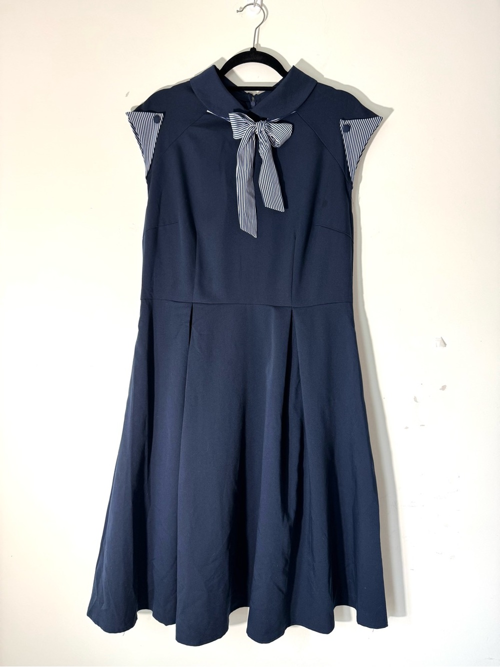 Voodoo Vixen Navy Blue Rockabilly Dress - MISSING BELT